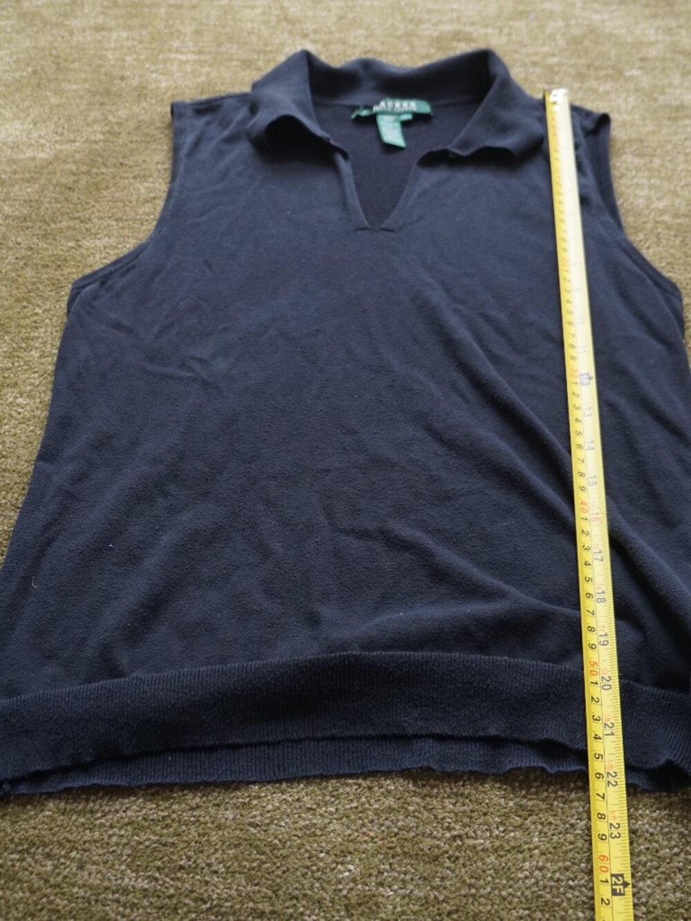 Lauren Ralph Lauren Black Silk Blend Sleeveless Collared Polo Top - Picture 5 of 6